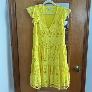 Antonio Melani sunny Yellow eyelet lace Dress Size Small